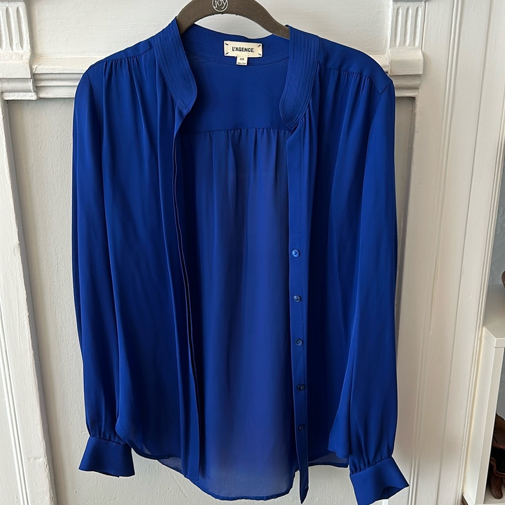 L’AGENCE Cobalt Blue Blouse Size XS